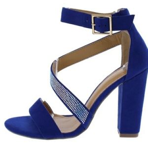 Blue Heels with diamond look decor